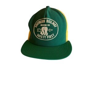 Southern Railway Safety First Green & Yellow Trucker Hat By Challenger Caps Adju